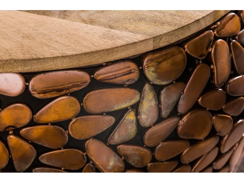 Tables basses gigognes Stone Mosaic en manguier et cuivre — Adeniahome