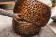 Tables basses gigognes Stone Mosaic en manguier et cuivre — Adeniahome