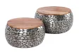 Tables basses gigognes Stone Mosaic en manguier massif — Set de 2