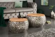 Tables basses gigognes Stone Mosaic en manguier massif — Set de 2