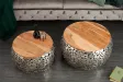 Tables basses gigognes Stone Mosaic en manguier massif — Set de 2