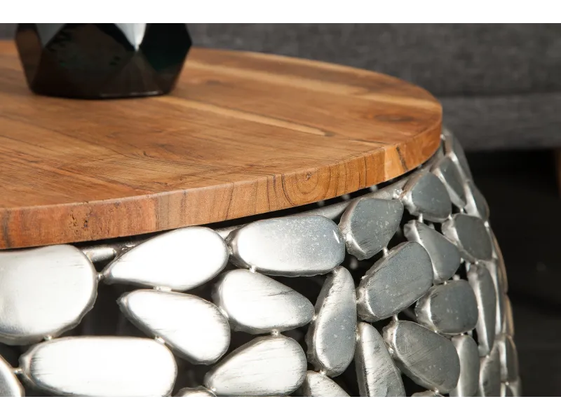 Tables basses gigognes Stone Mosaic en manguier massif — Set de 2