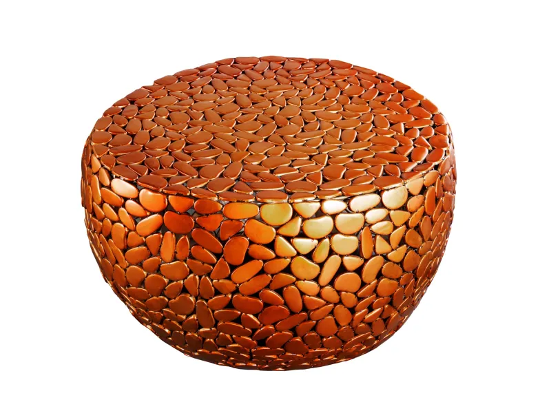 Table basse Stone Mosaic métal finition cuivre 75 cm