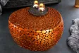 Table basse Stone Mosaic métal finition cuivre 75 cm