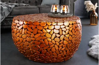 Table basse Stone Mosaic métal finition cuivre 75 cm 2