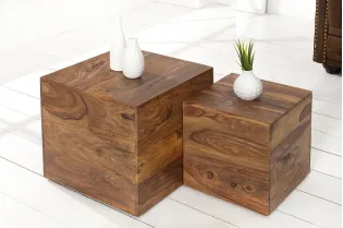 Table d'appoint en bois massif design carré 2