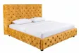 Lit Chesterfield Paris velours jaune moutarde 160×200 cm