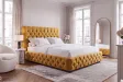 Lit Chesterfield Paris velours jaune moutarde 160×200 cm