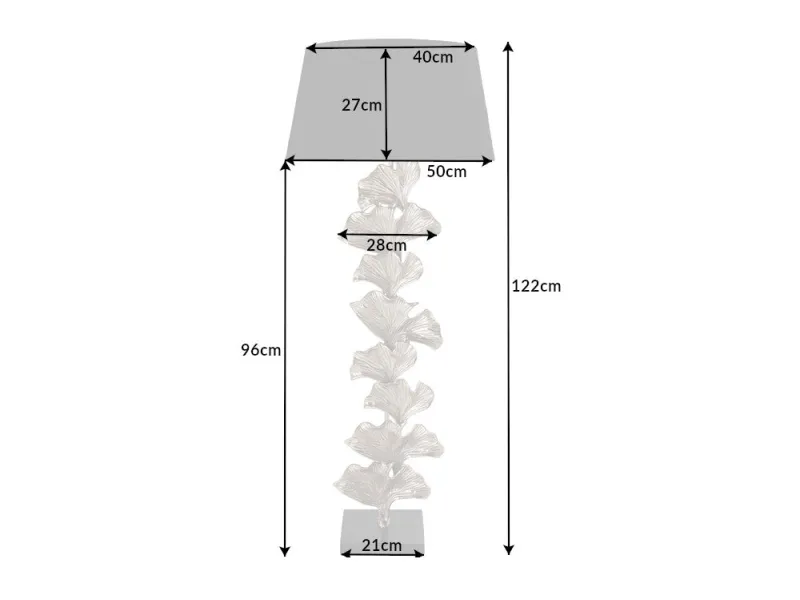 Lampadaire Ginkgo 95 cm aluminium argenté — Artisanal