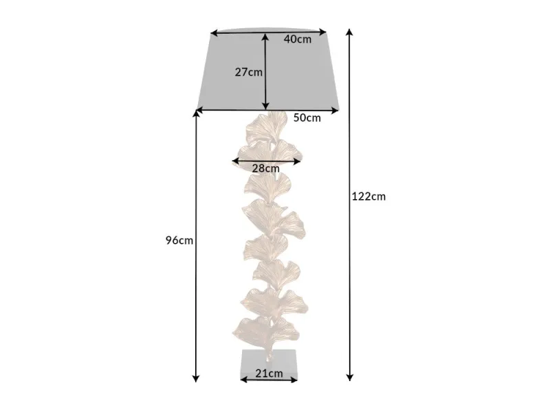 Lampadaire Ginkgo 95 cm aluminium doré — Artisanal