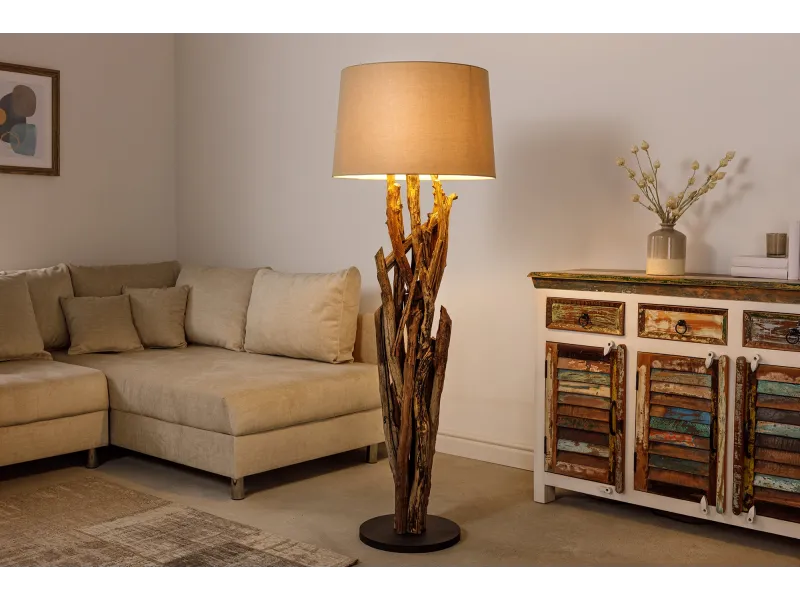 Lampadaire teck massif Wild Nature 150 cm — Adeniahome