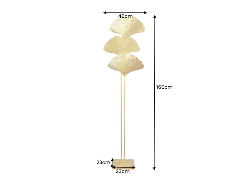 Lampadaire Ginkgo 160 cm doré — 3 lumières métal | Adeniahome