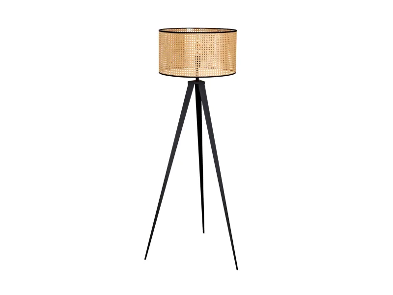 Lampadaire Wiener Geflecht 140 cm cannage naturel pieds noirs
