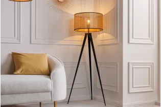 Lampadaire Wiener Geflecht 140 cm cannage naturel pieds noirs