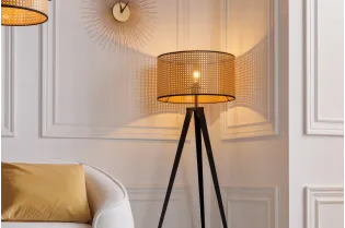 Lampadaire Wiener Geflecht 140 cm cannage naturel pieds noirs 2