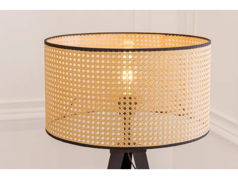 Lampadaire Wiener Geflecht 140 cm cannage naturel pieds noirs