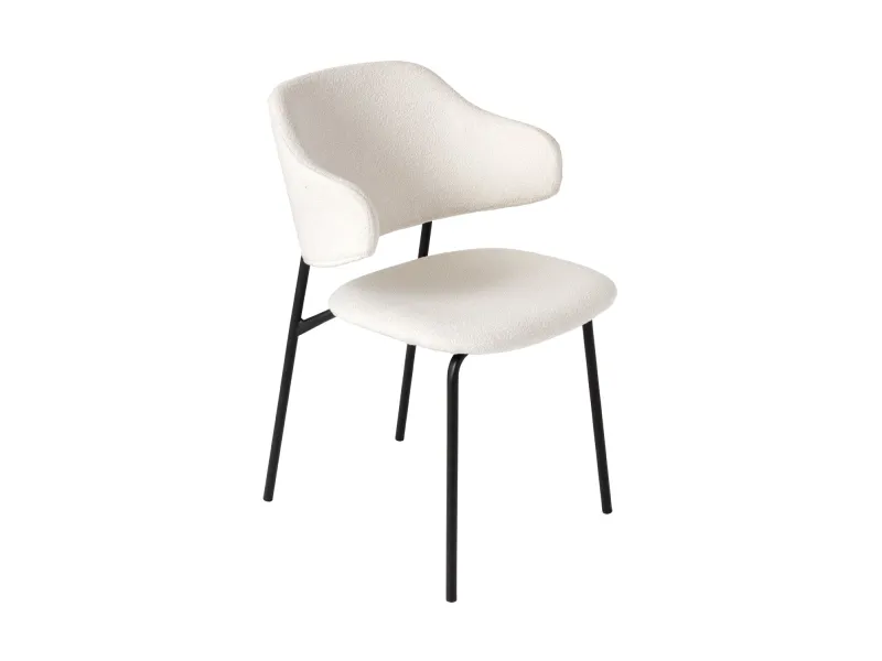 Chaise Tracy Alpine bouclé blanc pieds noirs — lot de 2