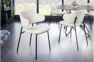 Chaise Tracy Alpine bouclé blanc pieds noirs — lot de 2
