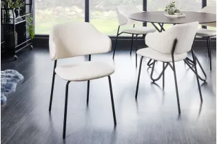 Chaise Tracy Alpine bouclé blanc pieds noirs — lot de 2 2