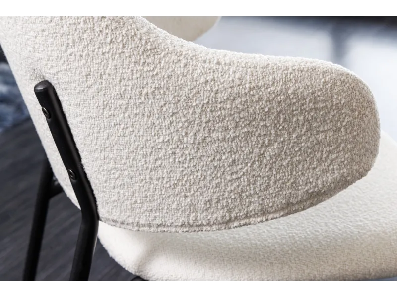 Chaise Tracy Alpine bouclé blanc pieds noirs — lot de 2