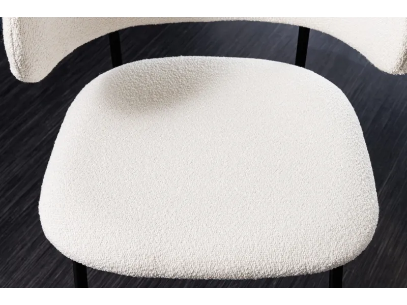 Chaise Tracy Alpine bouclé blanc pieds noirs — lot de 2
