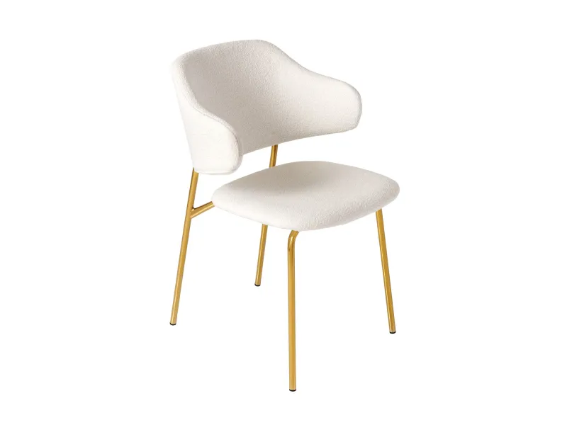 Chaise bouclette blanche pieds dorés Tracy Alpine — Lot de 2