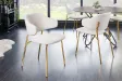 Chaise bouclette blanche pieds dorés Tracy Alpine — Lot de 2