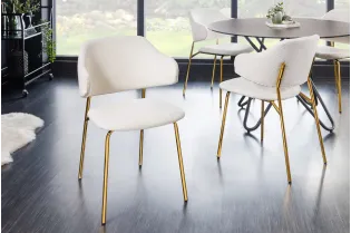 Chaise bouclette blanche pieds dorés Tracy Alpine — Lot de 2 2