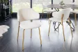 Chaise bouclette blanche pieds dorés Tracy Alpine — Lot de 2