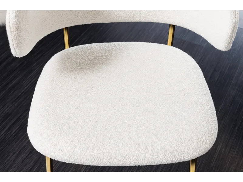 Chaise bouclette blanche pieds dorés Tracy Alpine — Lot de 2