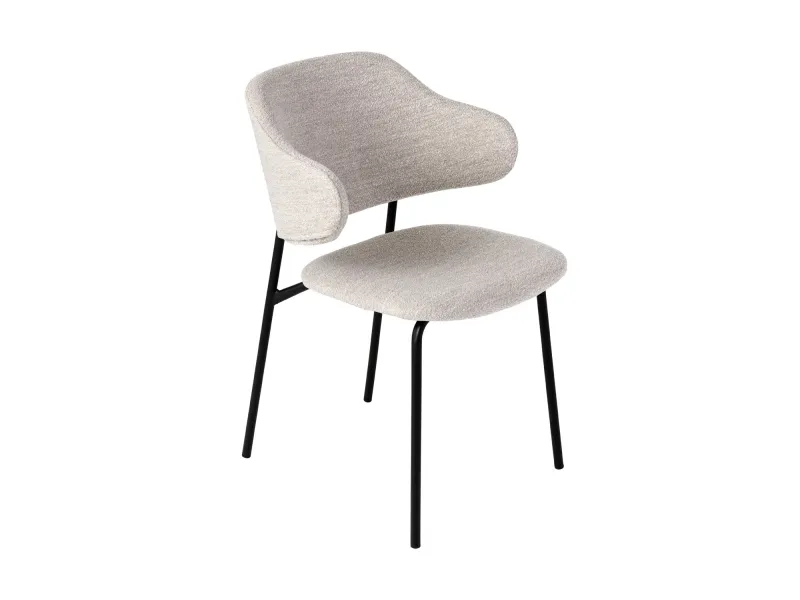 Chaise bouclette greige pieds noirs Tracy Alpine — Lot de 2