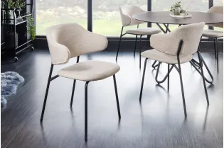 Chaise bouclette greige pieds noirs Tracy Alpine — Lot de 2