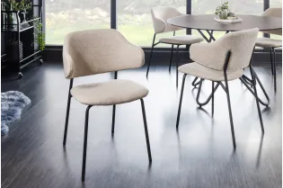 Chaise bouclette greige pieds noirs Tracy Alpine — Lot de 2 2