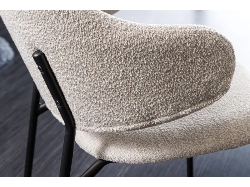 Chaise bouclette greige pieds noirs Tracy Alpine — Lot de 2