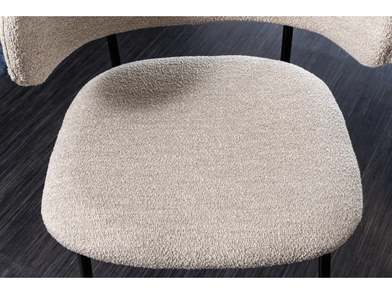 Chaise bouclette greige pieds noirs Tracy Alpine — Lot de 2