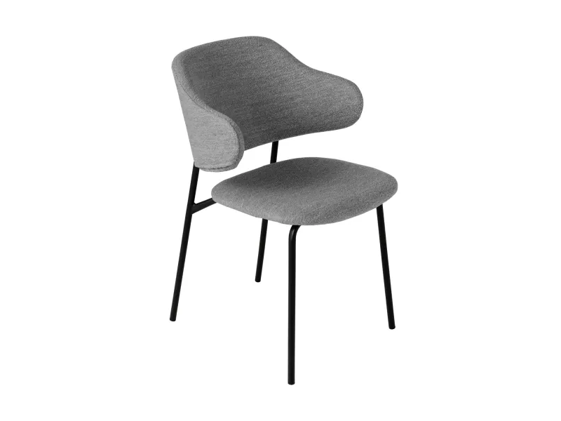 Chaise bouclette grise pieds noirs Tracy Alpine — Lot de 2