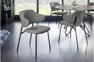 Chaise bouclette grise pieds noirs Tracy Alpine — Lot de 2