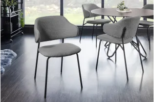 Chaise bouclette grise pieds noirs Tracy Alpine — Lot de 2 2