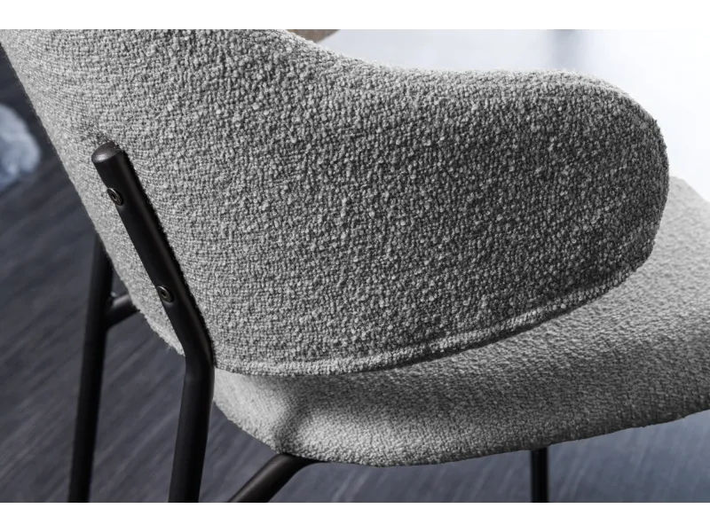 Chaise bouclette grise pieds noirs Tracy Alpine — Lot de 2