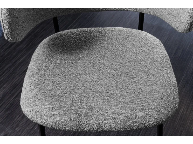 Chaise bouclette grise pieds noirs Tracy Alpine — Lot de 2