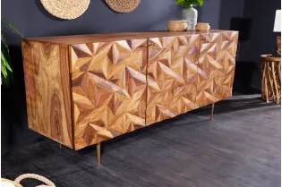 Buffet sheesham massif 145 cm pieds dorés — Alpine