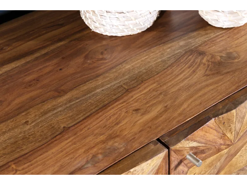 Buffet sheesham massif 145 cm pieds dorés — Alpine