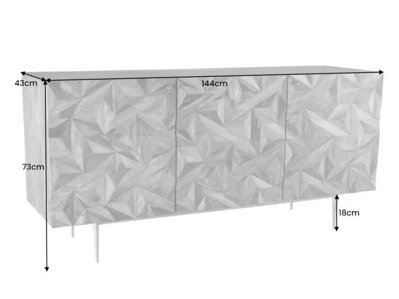 Buffet sheesham massif 145 cm pieds dorés — Alpine