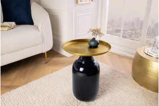 Table d'appoint Elegancia 50 cm — Plateau doré, structure noire