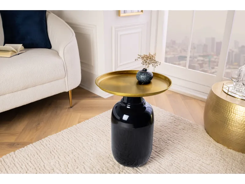 Table d'appoint Elegancia 50 cm — Plateau doré, structure noire