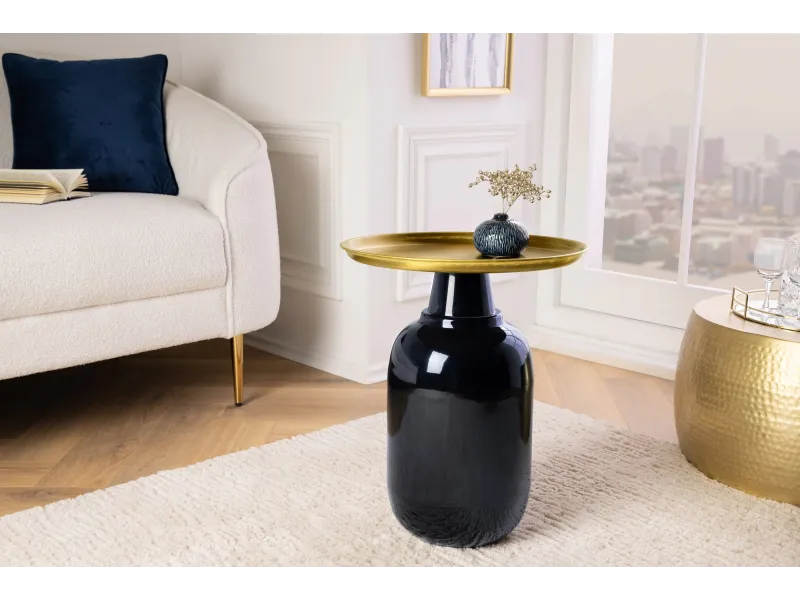 Table d'appoint Elegancia 50 cm — Plateau doré, structure noire