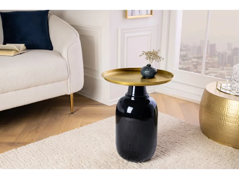 Table d'appoint Elegancia 50 cm — Plateau doré, structure noire