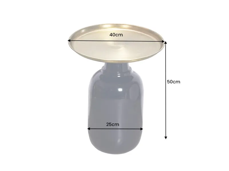 Table d'appoint Elegancia 50 cm — Plateau doré, structure noire
