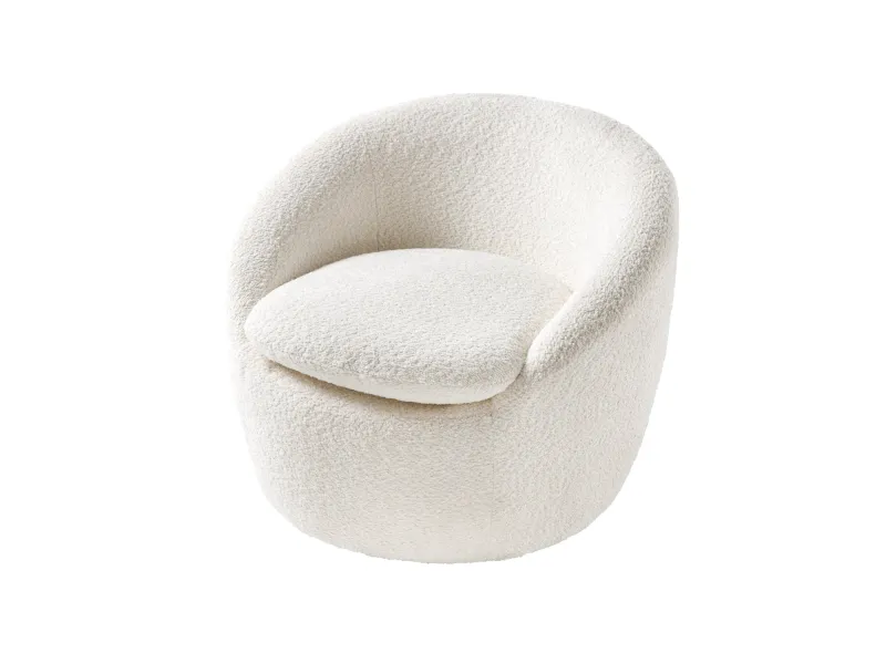 Fauteuil pivotant Alpine 360° en bouclé blanc — Confort & design
