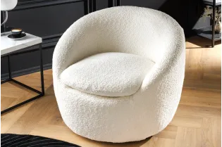 Fauteuil pivotant Alpine 360° en bouclé blanc — Confort & design 2